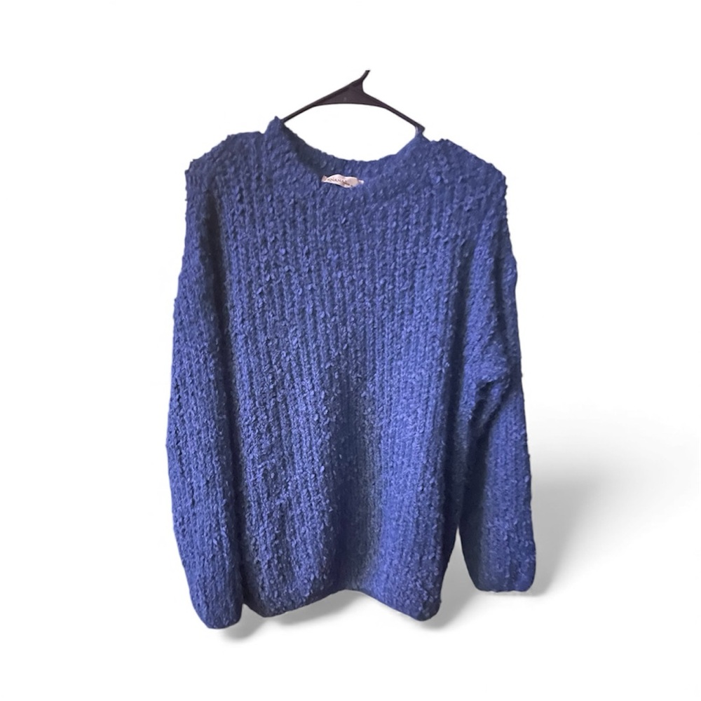 ZENANA Cozy Blue Round Neck Knit Sweater
